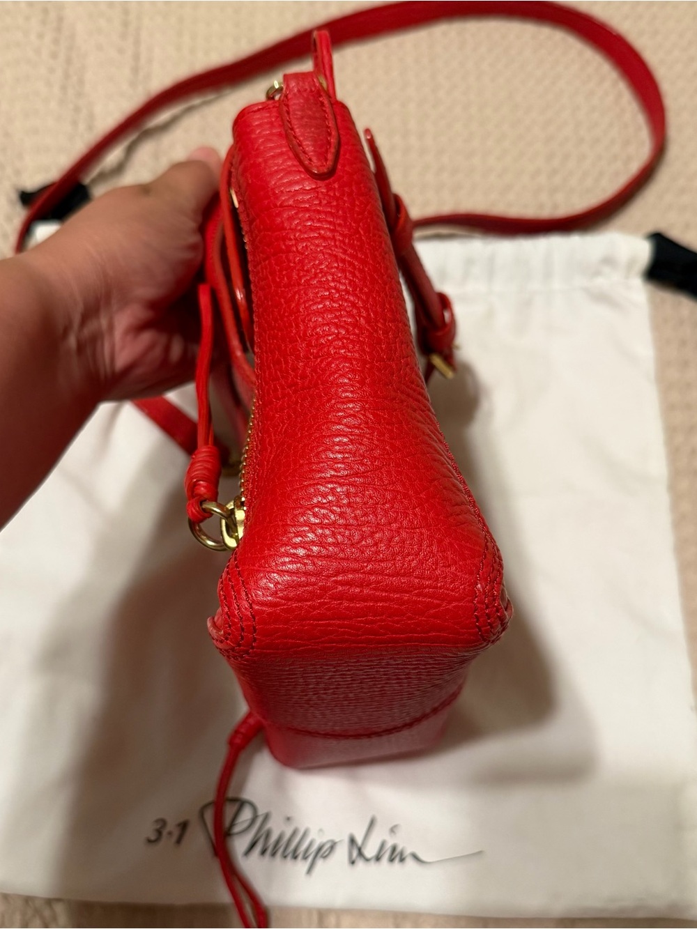 3.1 Phillip Lim Bright Red Mini Satchel with Gold Hardware - Picture 3 of 7